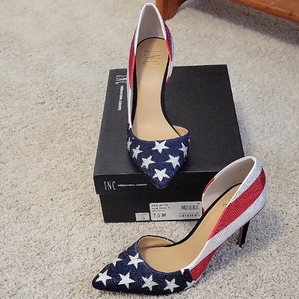 NIB INC International Concepts American Flag D'Orsay Pumps Size 7.5